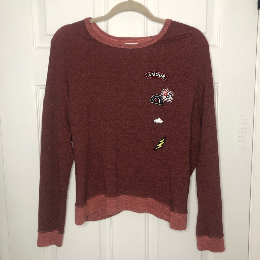 Sundry Novelty Patches Cross Back Pullover - Picture 2 of 8